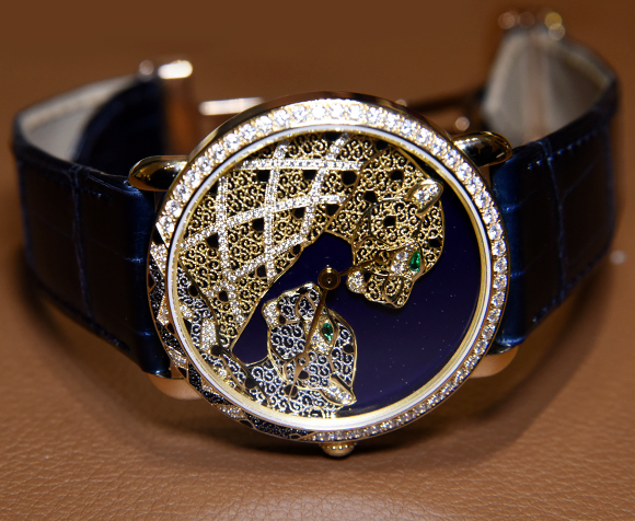稀有珍贵的杰作 卡地亚金银丝细工猎豹装饰腕表