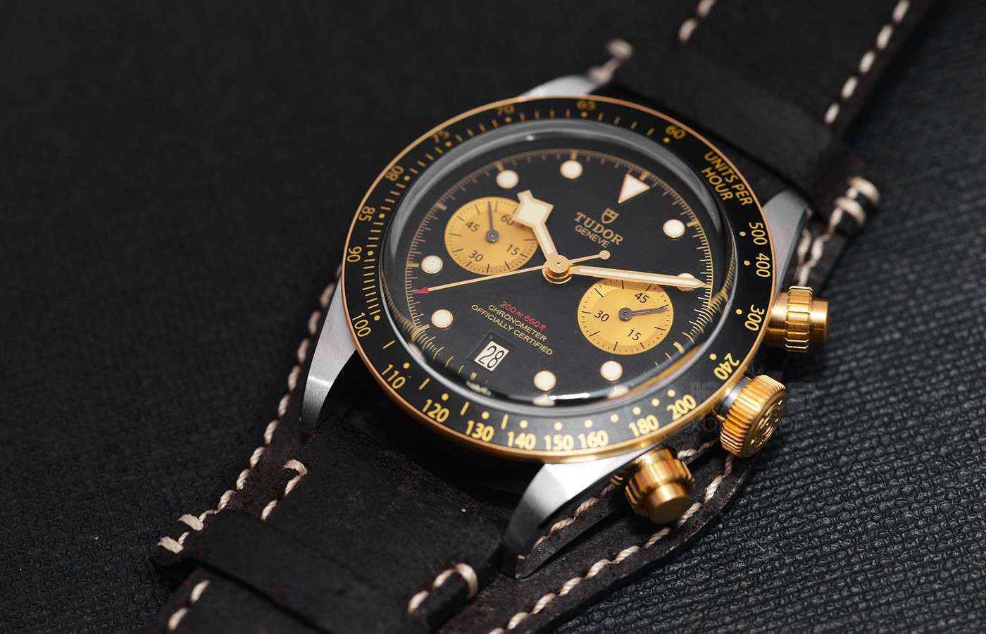 潜水表和计时表的精妙结合 品鉴帝舵表碧湾计时型黄金钢款