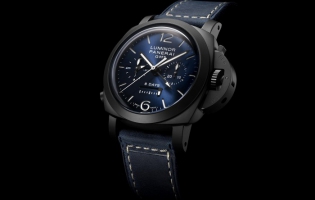 沛纳海LUMINOR CHRONO MONOPULSANTE GMT BLU NOTTE庐米诺系列单按钮计时两地时腕表