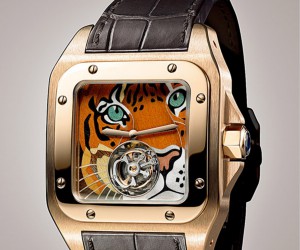 卡地亞老虎圖像琺瑯陀飛輪手表