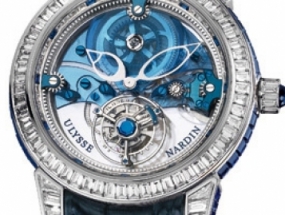 雅典表(Ulysse Nardin)“Royal Blue飞行陀飞轮”钻石腕表