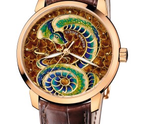 填彩琺瑯工藝 雅典表呈獻鎏金填彩琺瑯靈蛇腕表