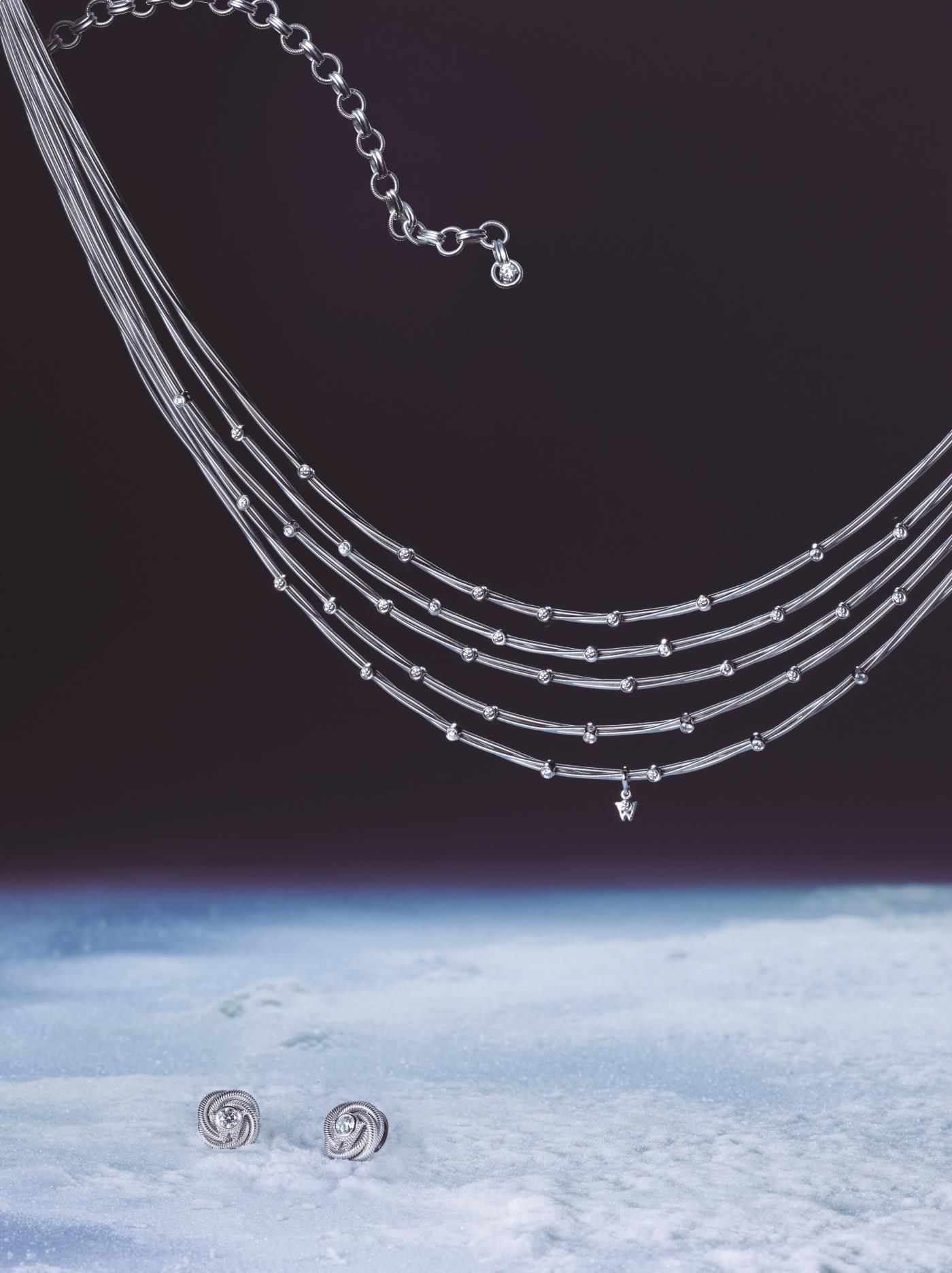 華洛芙“夜空”項鏈與“鉆石結”耳環