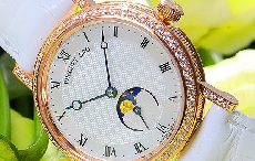 纤薄线条 宝玑经典系列9087女士镶钻月相腕表