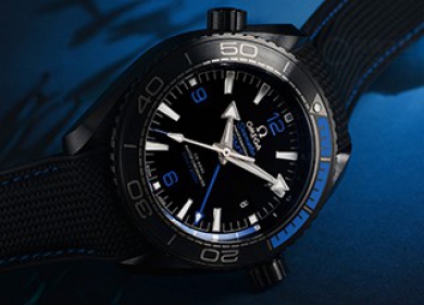 酷炫先锋 欧米茄海马系列海洋宇宙“深海之黑”腕表蓝色表款