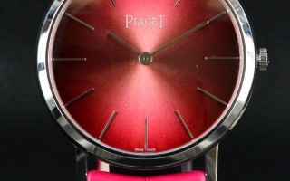 绯色魅影 实拍伯爵Piaget Altiplano 34毫米粉红色表盘抛光白金腕表