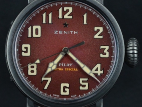 时尚复古 真力时Pilot系列勃艮第红色腕表实拍