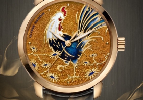 稀有琺瑯工藝 品鑒雅典經典系列鎏金金雞腕表