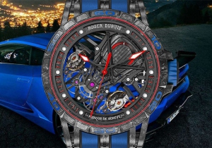 将超跑融于腕表中 罗杰杜彼Excalibur Aventador S系列蓝色腕表