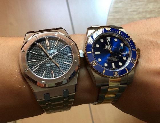 间金蓝好看但很难搭 再入爱彼15400ST黑盘