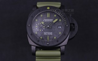 海上军事家 实拍沛纳海SUBMERSIBLE MARINA MILITARE CARBOTECH™ 潜行系列碳纤维腕表