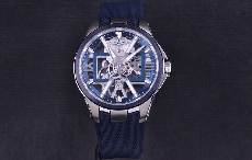 巧妙架构 品鉴雅典表镂空X蓝色钛金属腕表