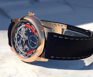 康斯登推出全新百年典雅自家機芯世界時區玫瑰金限量腕表