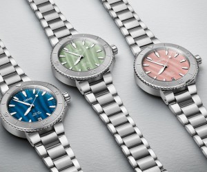 豪利时推出三款全新Aquis珍珠母贝盘日历腕表
