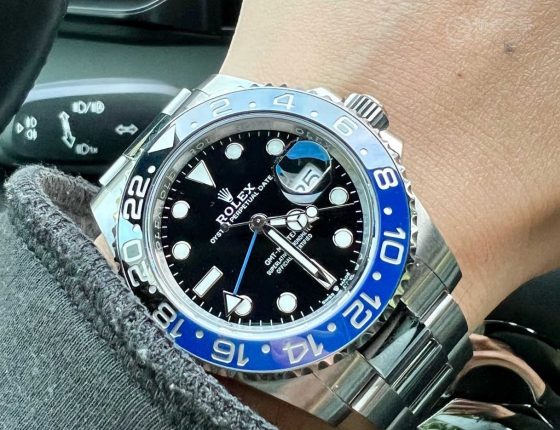 蓝黑圈上手果然舒适  劳力士格林尼治型