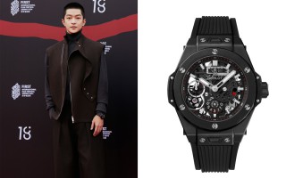 演员屈楚萧佩戴HUBLOT宇舶表BIG BANG MECA-10黑色魔力腕表 出席FIRST青年电影展