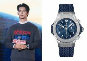 HUBLOT宇舶表品牌大使于适佩戴BIG BANG ORIGINAL 精钢蓝色腕表出席电影《蛟龙行动》定档发布会