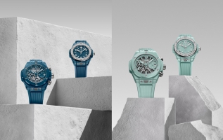 HUBLOT宇舶表臻呈以彩色陶瓷打造的情侣对表 推出青灰蓝及薄荷绿配色的全新BIG BANG UNICO腕表和BIG BANG“一键式”腕表（33毫米）